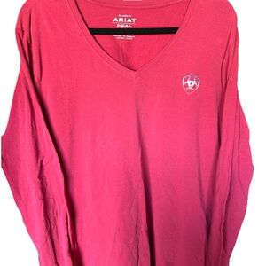 Ariat Pink V-Neck Long Sleeve Top